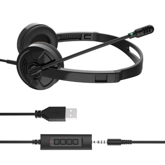 lanema Wire USB Headsets with Noise Cancelling Microphone Adjustable Headband for Laptop PC Call Center and Office Use