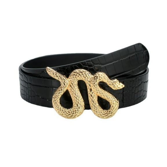 lanema Women Daily Belt for Dresses Ladies Waist Belt with Golden Color Snake Buckle