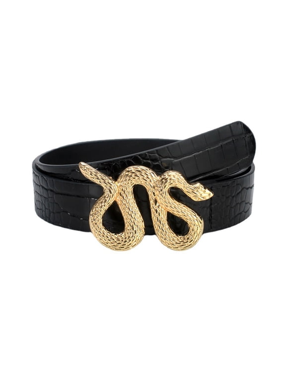 Women Daily Belt for Dresses Ladies Waist Belt with Golden Color Snake Buckle
