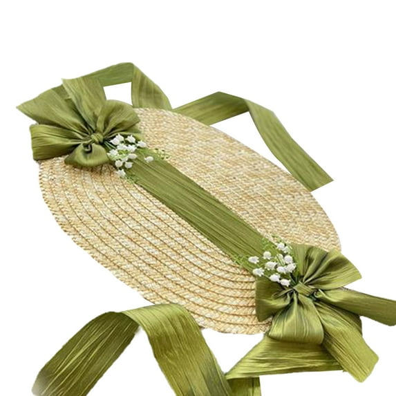 lanema Women Flower Decor Sunshade Flat Hat Lolita Anti-UV Tea Party Sandy Beach Hat