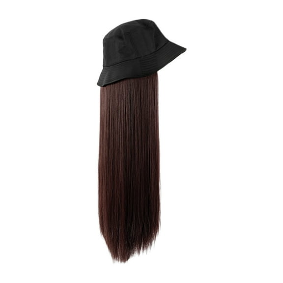 lanema Women Girl Wig Hat Fisherman Cap with Synthetic H Long Straight Wigs