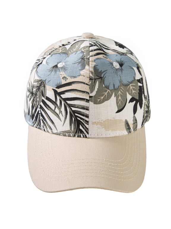 Women Men Summer Bohemian Cotton Baseball Cap Colorful Tropical Leaves Floral Print Sunscreen Adjustable Trucker Hat