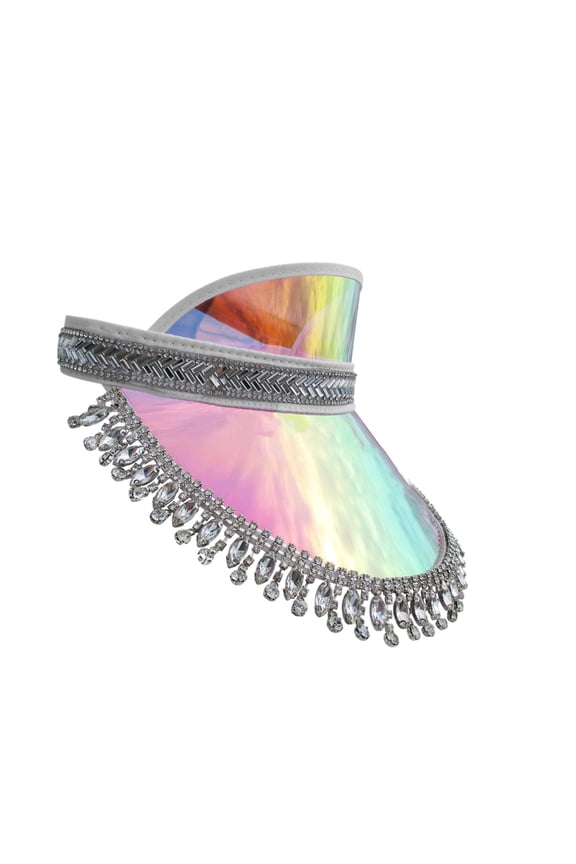 Women Sun Cap Fringed Rhinestone Hat Musical Festival Visor Hat Party Headwear