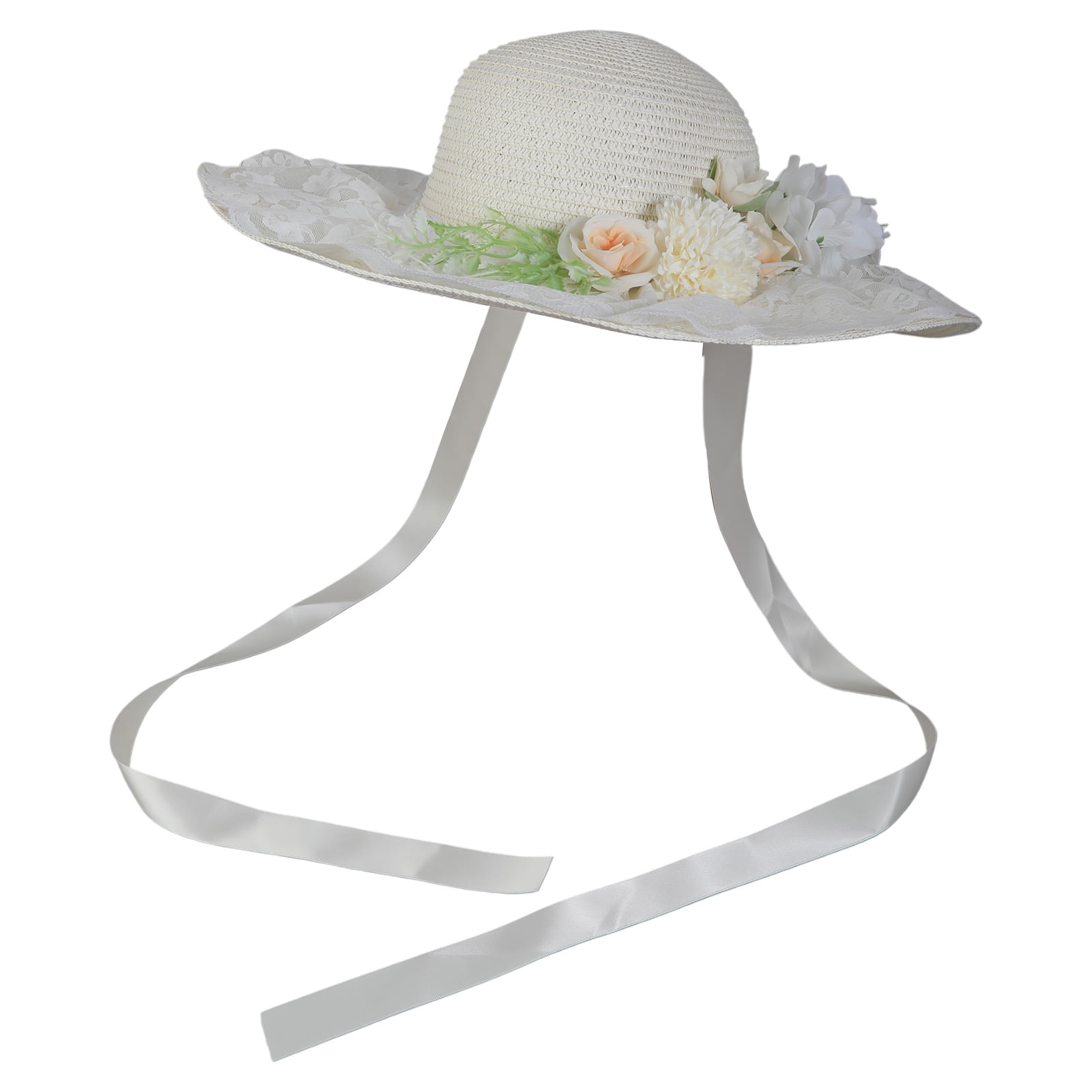 lanema Women Sun Hat Flower Straw Bonnet Hat Elegant Beachwear Hat Spring Picnics Hat