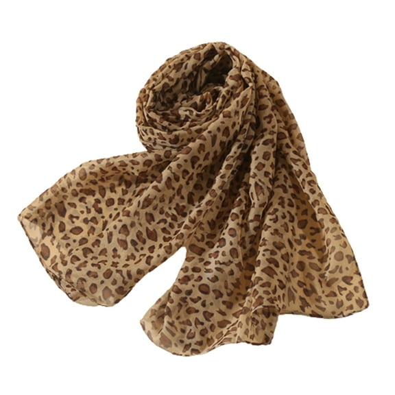 lanema Women's Hijab Chiffon for Head Wraps Retro Leopard Printed Shawl Long Wide Scarf
