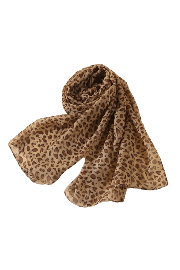 Women's Hijab Chiffon for Head Wraps Retro Leopard Printed Shawl Long Wide Scarf