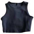thumbnail image 1 of lanema Women's Solid Color Sleeveless Tank Top with Short Cut Racerback Vest Crop Tee Shirt for Summer Outings or Gym Workouts, 1 of 10