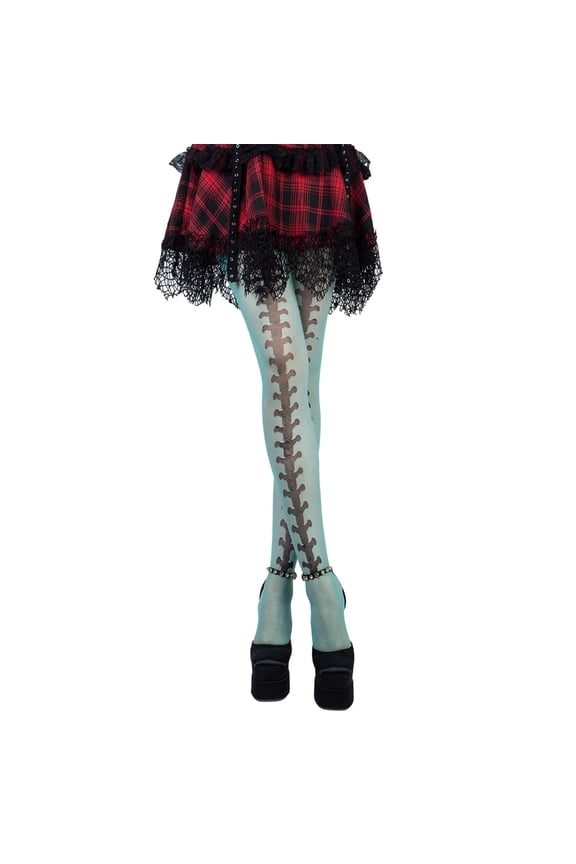 Women's Tights Skeleton Bone Print Pantyhose Stockings Tights Summer Sheer Thin High Waist Tights