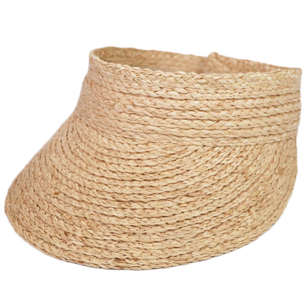lanema Womens Summer Woven Straw Open Top for Sun Hat Foldable Packable Roll-up Wide Brim Sunscreen Outdoor Sports Beach Visors Baseball Cap