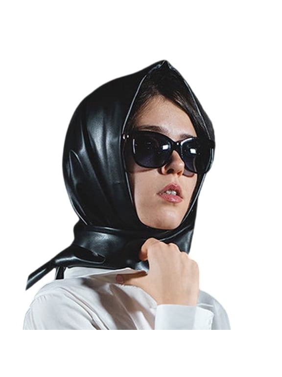 Womens Winter Scarf Warm Scarf Half Shawls Triangle Scarves Faux Leather Head Wrap Bandana Head Cover