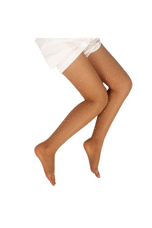 Womens Without Toes Sheer Pantyhose Toeless Jeweled Small Mesh Net Latin Dance Tights Stockings Hosiery