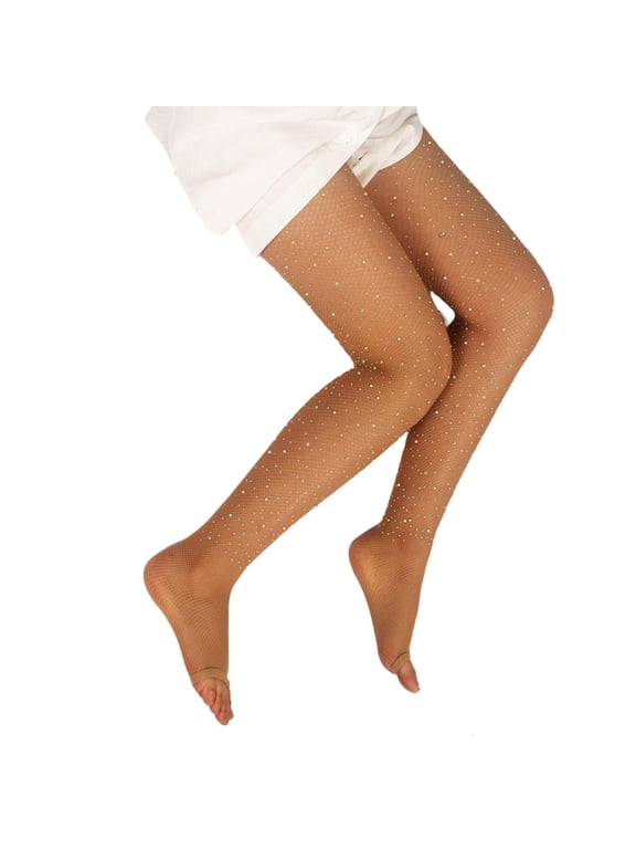 Womens Without Toes Sheer Pantyhose Toeless Jeweled Small Mesh Net Latin Dance Tights Stockings Hosiery