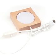 lanema Wooden Lighted USB LED Light Desktop Display Base Ornament for 3D Crystal Glass Jewelry Glass Resin Art Vase Acrylic