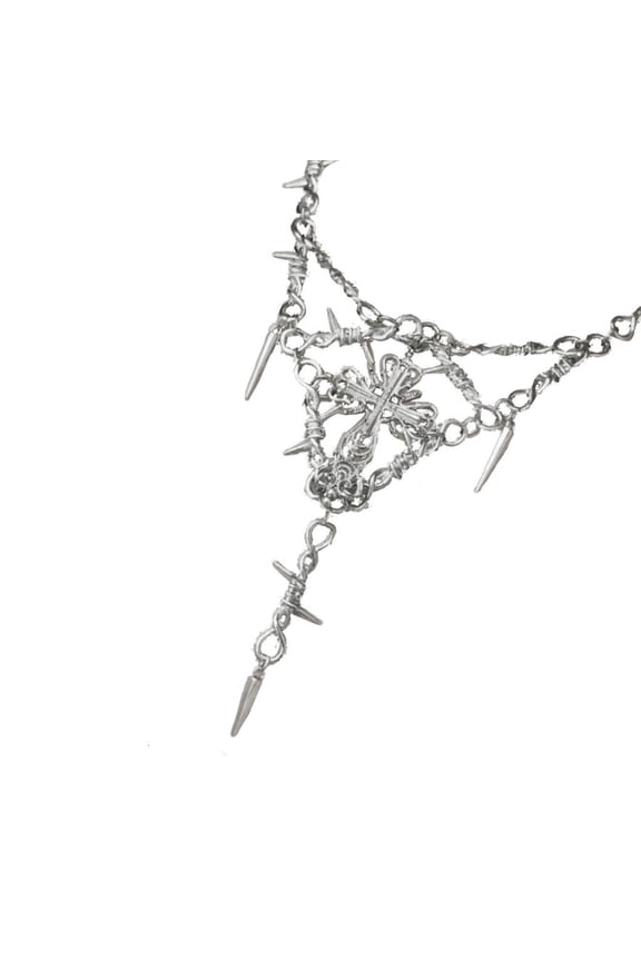 Y2k Gothic Cross Necklace for Women Men Jewelry Cross Pendant Punk Barbed Wire Thorns Metal Necklace Jewelry Ornament