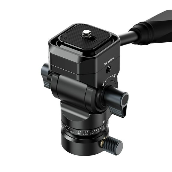 lanzi U190 II Uka Fluid Tripod Head – Lightweight Aluminum Video Pan Tilt Head with Quick Release, 360° Panning, ±90° Tilt for DSLR, Mirrorless Cameras & Camcorders, 4kg Load Capacity