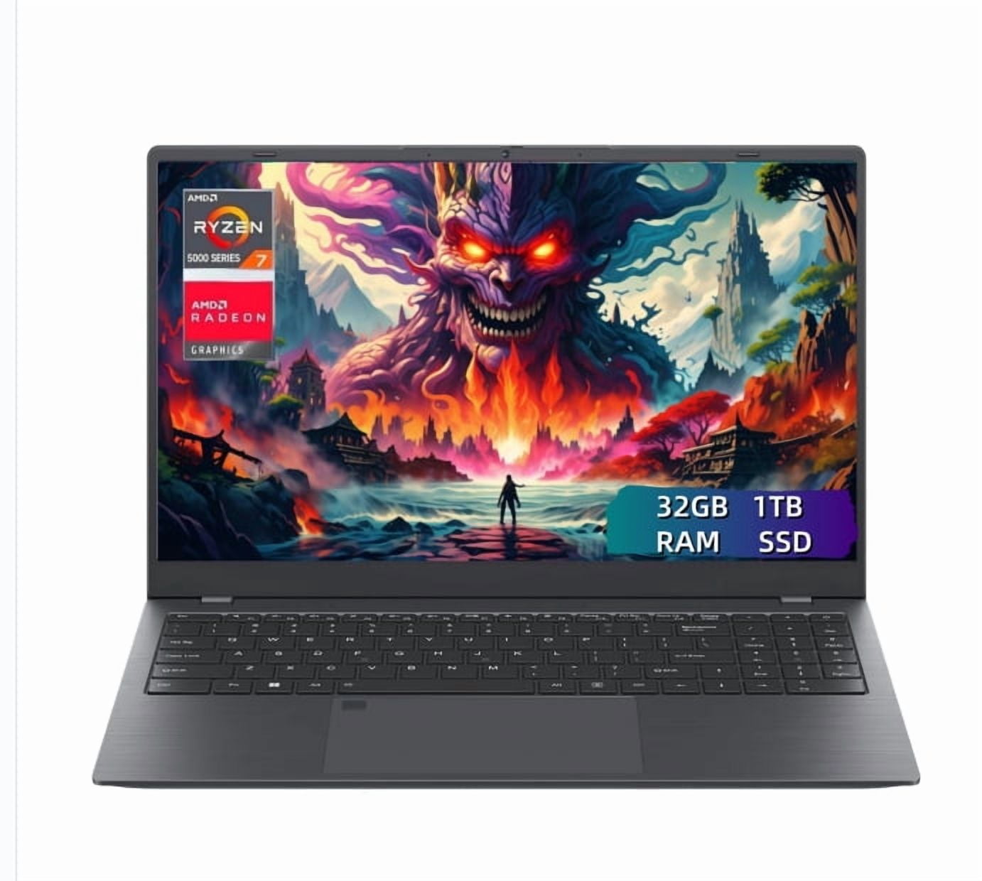 Toemaagic Gaming Laptop 15.6 FHD , AMD Ryzen 7 5825U, 16GB RAM, 1TB SSD, Windows 11PRO, Graphite, Backlit KB, Gray