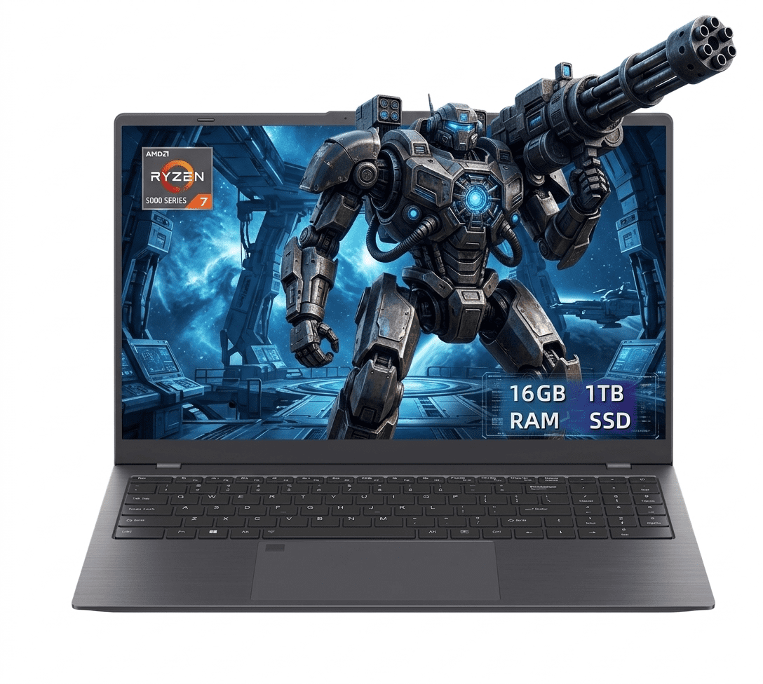 Toemaagic Gaming Laptop 15.6 FHD , AMD Ryzen 7 5825U, 16GB RAM, 1TB SSD, Windows 11PRO, Graphite, Backlit KB, Gray