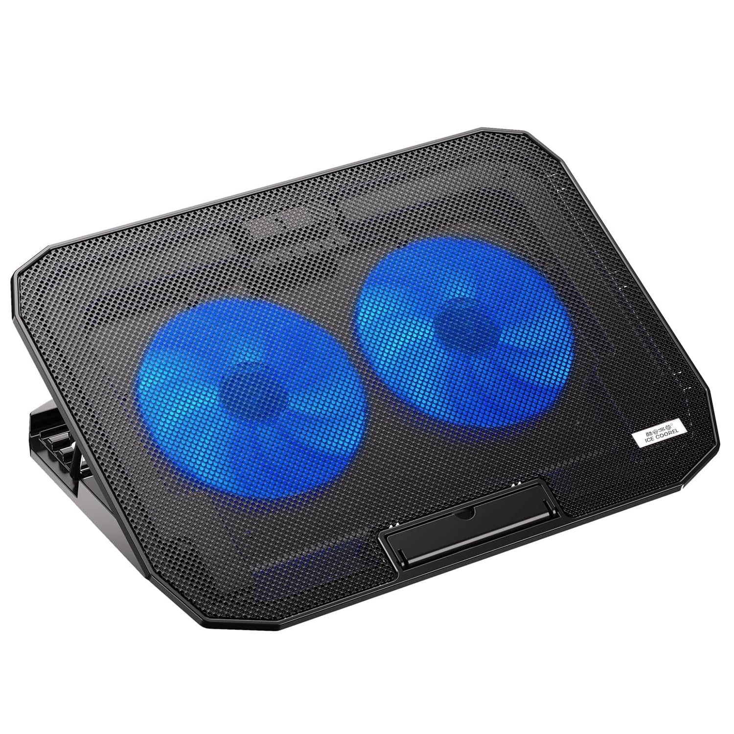 Behome Laptop Cooling Pad, 5 Heights & Stepless Adjustable Speeds, Quiet Gaming Laptop Cooler with Blue Lights, Portable
