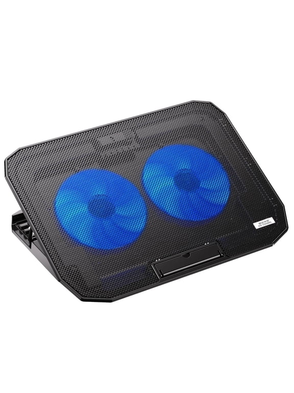 Laptop Cooling Pad, 5 Heights & Stepless Adjustable Speeds, Quiet Gaming Laptop Cooler with Blue Lights, Portable Two USB Ports Laptop Cooler for 12"-15.6" Laptops, Black