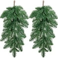 thumbnail image 1 of laqbezok 2Pcs Artificial Christmas Teardrop Swag, 28" Faux Norfolk Pine Teardrop Door Swag, Real Touch Greenery Pine Wreath Staircase Swags for Xmas Holiday Door Mantle Fireplace Decor Indoor Outdoor, 1 of 7