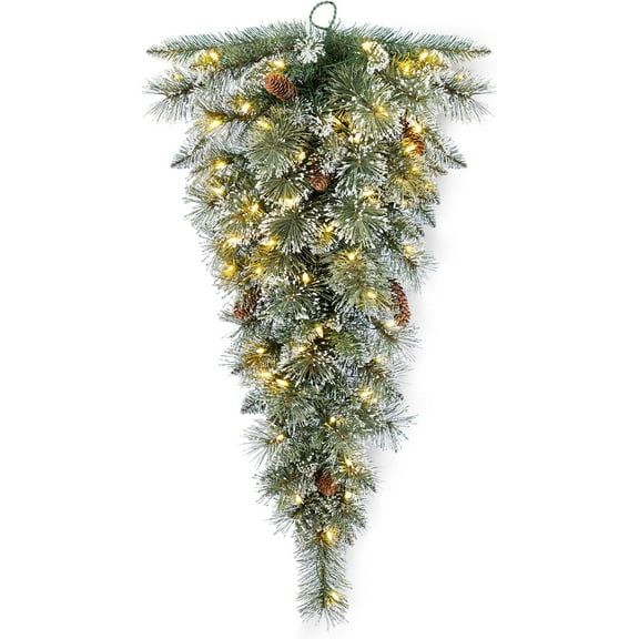 HaCpiu 3Ft Pre-lit Christmas Swag, Artificial Decorative Teardrop Swag with Pine Cones, Led Lights, for Front Door, Wall, Dining Table, Window, Staircase Decoration