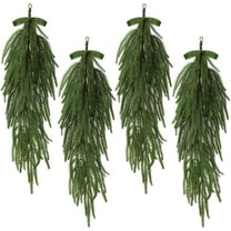 laqbezok 4 Pack 24 Inch Christmas Teardrop Swags with Rustic Velvet Ribbon Bow, Artificial Realistic Norfolk Pine Greenery Swag for Festive Holiday Door Wall Home Porch and Mantel Decor