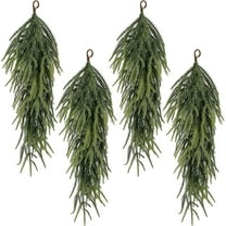laqbezok 4Pcs 30" Artificial Christmas Teardrop Swag, Faux Pine Needles Teardrop Door Swag, Christmas Norfolk Greenery Teardrop Wreath for Xmas Door Table Mantle Fireplace Indoor Outdoor Decor