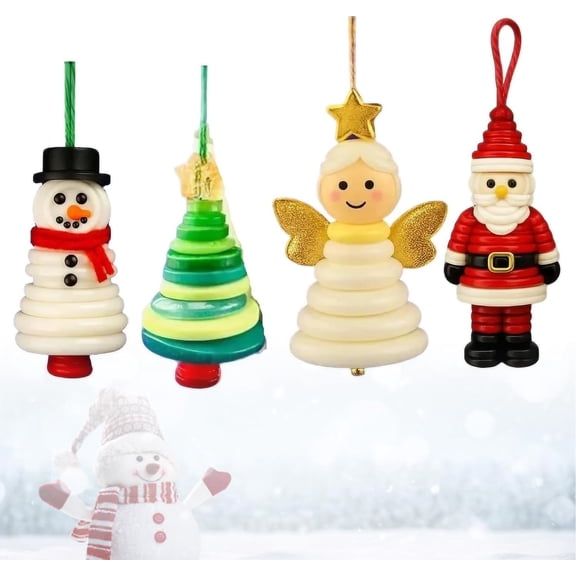 HaCpiu 4Pcs DIY Christmas Button Ornament Making Set, Fun Winter Holiday Craft Supplies, Creative Handmade Snowman Ornaments for Seasonal Tree Decorations and Festive Celebrations