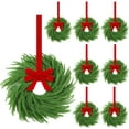 thumbnail image 1 of HaCpiu 8 Set Mini Christmas Wreath, Small Artificial Norfolk Farmhouse Wreaths with Red Bow Berry Pine Cone, for Fireplace Front Door Porch Wall Hanging, for Cabinet Kitchen Windows Decors, 1 of 11