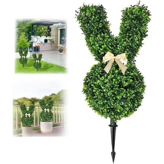 laqbezok Bunny Tree Easter Decor, 29" Rabbit Topiary Artificial Topiary Tree Green Fake Easter Rabbit Plant, for Porch Decoration Outdoor Indoor Home Decor