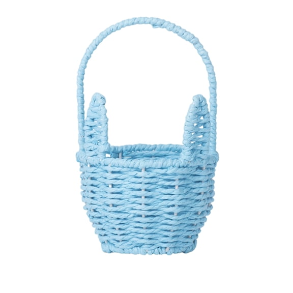 laqbezok Bunny-shaped Easter Basket, 8.26" Blue Small Easter Basket for Gifts Empty, Easter Egg Hunt Basket, Awesome Easter Gifts Easter Desktop Home Decor