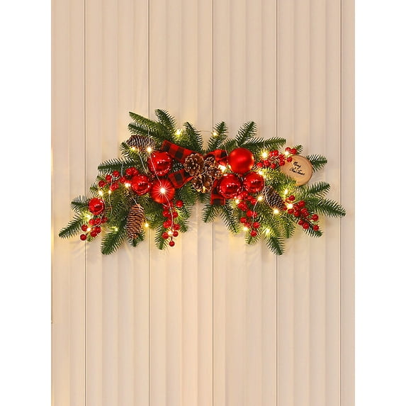 laqbezok Christmas Door Swag for Front Door, Merry Christmas Festive Holiday Door Swag Decoration, Perfect Wreath for Front Door Wall Decor Christmas Home Decor