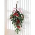 thumbnail image 1 of laqbezok Christmas Swag with Red Berries and Pine Cones, Festive Holiday Decoration with 'Merry Christmas' Ribbon, Perfect for Front Door and Wall Decor, 1 of 9