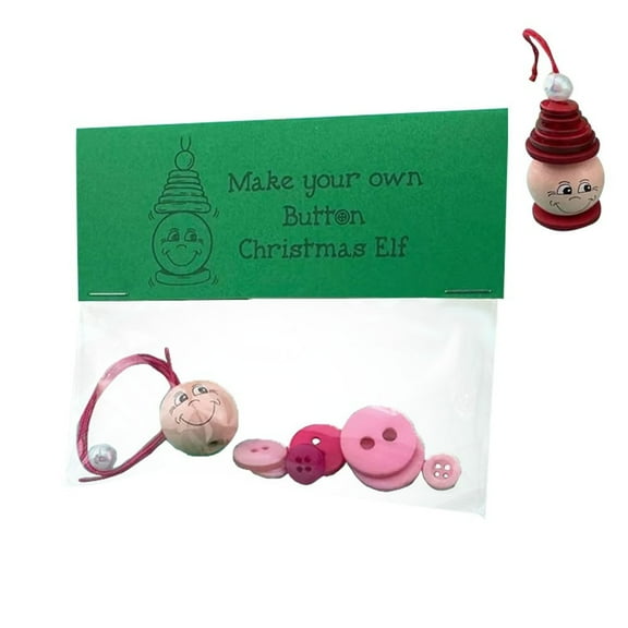 HaCpiu DIY Button Elf Ornament Kit, Creative Handmade Christmas Ornaments, Winter Craft Supplies for Home Decoration, Festive Holiday Party Activities and Seasonal Decor