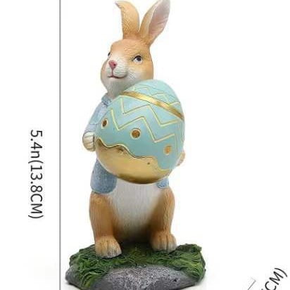 laqbezok Easter Bunny Ornament Decor, 5.4" Resin Bunny Rabbit with Easter Egg Carrot Easter Decoration, Resin Bunny Ornament, for Easter Indoor Outdoor Desktop Shelf Fireplace Home Decor