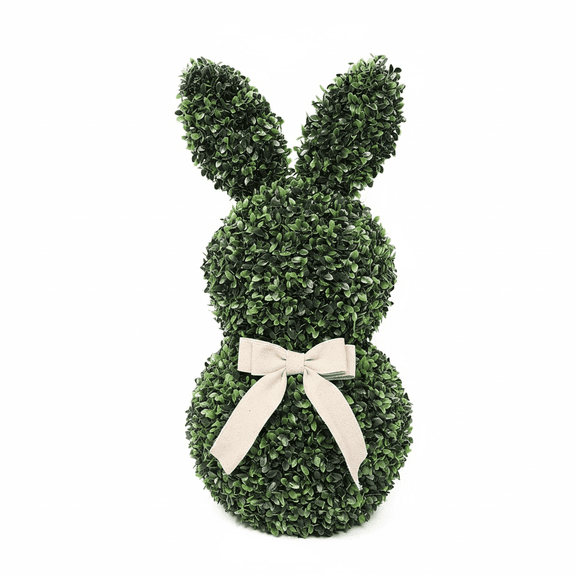 laqbezok Easter Bunny Topiary for Front Door, 11.8" Spring Boxwood Bunny Tree with Bow, Awesome Bunny Ornaments for Easter Indoor Outdoor Porch Courtyard Home Decor