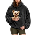 thumbnail image 1 of laqbezok Fleece Pet Hoodie Carrier, Women's Sweatshirt With Cat Dog Pouch, Cozy Hoodie With Pet Pouch & Large Pocket for Puppy Kitten Dogs Holder, Black L, 1 of 9
