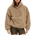 thumbnail image 1 of laqbezok Fleece Pet Hoodie Carrier, Women's Sweatshirt With Cat Dog Pouch, Cozy Hoodie With Pet Pouch & Large Pocket for Puppy Kitten Dogs Holder, Khaki L, 1 of 8