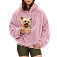 thumbnail image 1 of laqbezok Fleece Pet Hoodie Carrier, Women's Sweatshirt With Cat Dog Pouch, Cozy Hoodie With Pet Pouch & Large Pocket for Puppy Kitten Dogs Holder, Pink XXL, 1 of 9