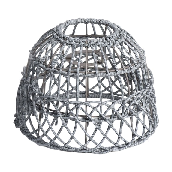 laqbezok Gray Twisted Rattan Lamp Shade, 5.9" Modern Nest Weave Light Cover for Table Lamps & Accents, Small Noir Woven Decorative Lampshade for Industrial, Gothic & Minimalist Decor