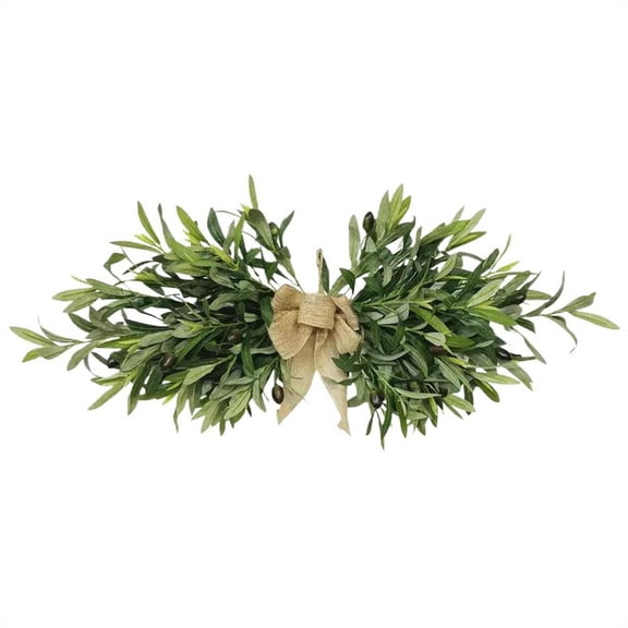 laqbezok Olive Front Door Swag, 24" Greenery Bow Door Swag, Artificial Olive Flower Swag, Spring Summer Home Decor, Easter Valentine's Day Wall Decor