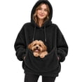 thumbnail image 1 of laqbezok Pet Pouch Hoodie, Cozy Cuddle Hoodie with Kangaroo Pocket for Small Pets, Oversized Fleece Pet Carrier Sweatshirt for Cats and Small Dogs, Black XL, 1 of 4