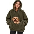 thumbnail image 1 of laqbezok Pet Pouch Hoodie, Cozy Cuddle Hoodie with Kangaroo Pocket for Small Pets, Oversized Fleece Pet Carrier Sweatshirt for Cats and Small Dogs, Light Brown XL, 1 of 4
