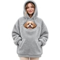 thumbnail image 1 of laqbezok Women's Pet Dog Pouch Hoodie, Oversized Dog Carrier Sweatshirt with Large Pocket, Long Sleeve Fleece Dog Hoodie & Cozy Winter Clothes, Gray XXL, 1 of 4