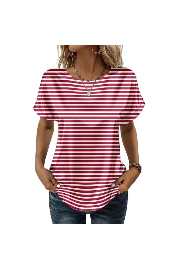 Women's Warm Paisley Floral Satin Blouse, Crew Neck Dolman Sleeve Silk-Like Top, Casual Summer Fashion T-Shirt, Elegant Tee