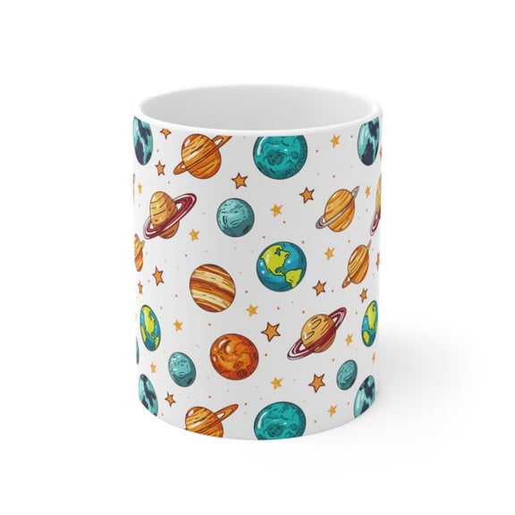 lar Stem Mug, Planet & Stars Pattern, Astronomy Coffee Cup.