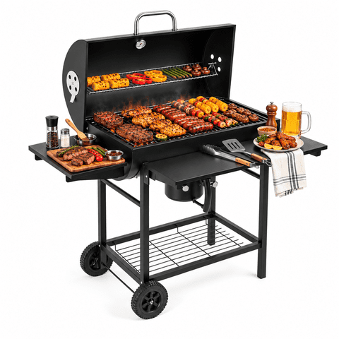 laraVist Portable Charcoal Grill, 590 SQ IN Cooking Area with Foldable Side Tables & Removable Ash Pan