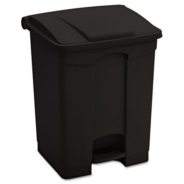 Large Capacity Plastic Step-On Receptacle, 17 gal, Plastic, Black Large Capacity Plastic Step-On Receptacle, 17 gal, Plastic, Black