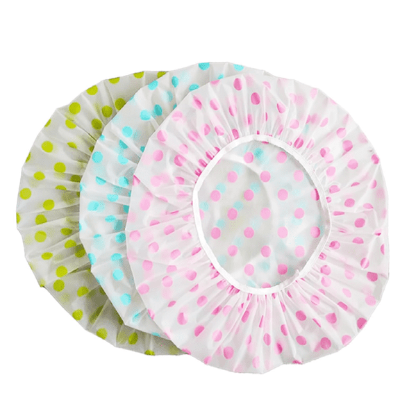 large plastic shower caps for women reusable waterproof hair cap for shower (3 Pieces Red blue green)