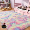 thumbnail image 1 of large rug 6x9ft Area Rug for Bedroom, Red Rugs for Living Room Nursery Kids Room Dorm Home Decor Aesthetic, Fluffy Shaggy Rug with 4 Anti-Slip Carpet Tapes Non-Slip Stickers Tie-Dye Brown, 1 of 10